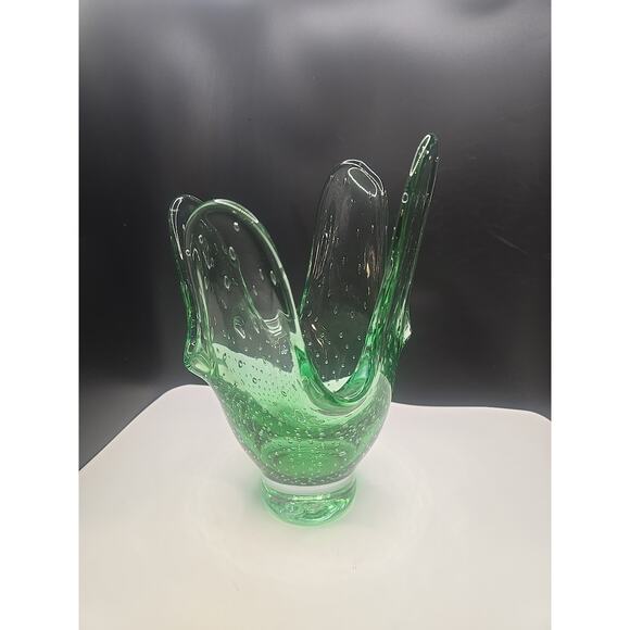 Murano Bubble Art 4 Finger Swung Vase, Light Green - Picture 3 of 5
